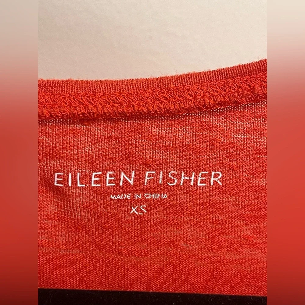 Eileen Fisher 100% Linen Red Boxy Short Sleeve Top - Picture 3 of 9